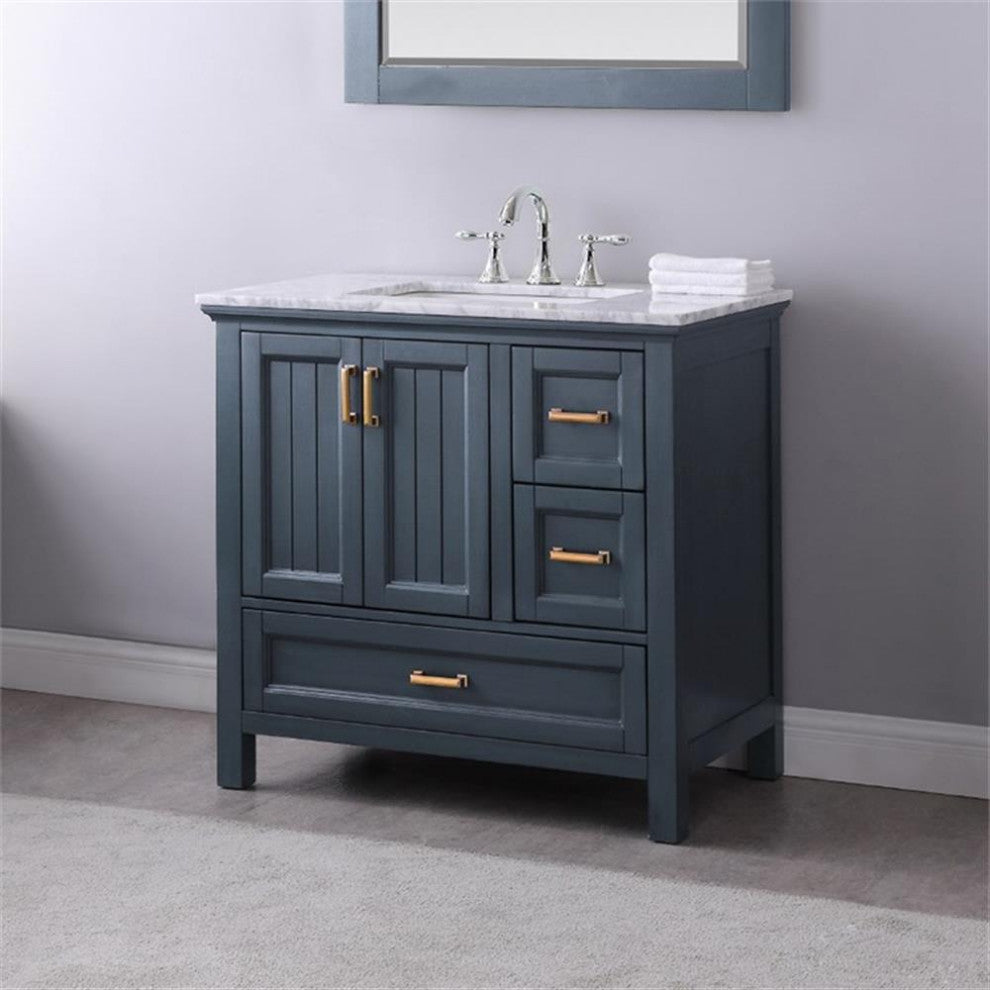 Isla 36" Marble Countertop Single Vanity w/o Mirror - Classic Blue