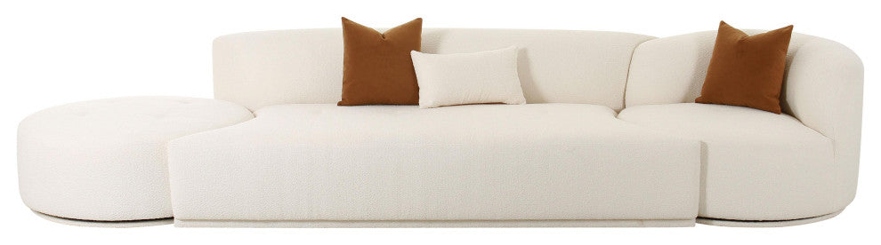 Fickle Cream Boucle 3-Piece Chaise Modular Sofa