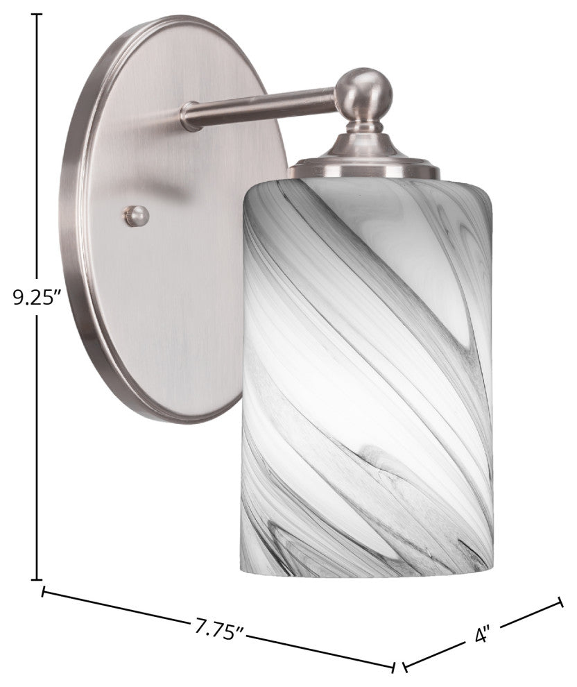 Capri 1-Light Wall Sconce, Brushed Nickel/Onyx Swirl