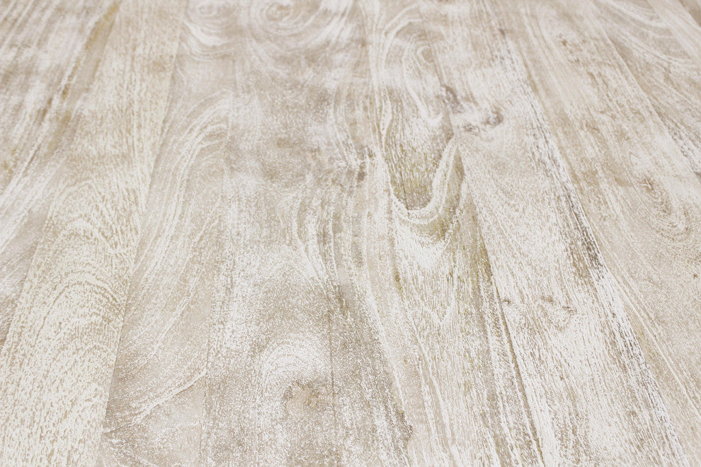 Benedict Rectangular Dining Table in Mango Solid Wood with White Wash Finish
