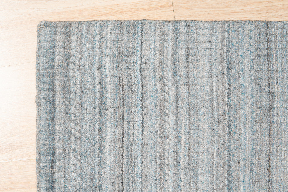 Handloomed Wool Blue Contemporary Transitional Super Grass Rug, 10' X 14'