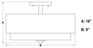 Burnaby Mid-Century Drum Semi Flush Ceiling Light, Black, 16"wx9"hx16"d