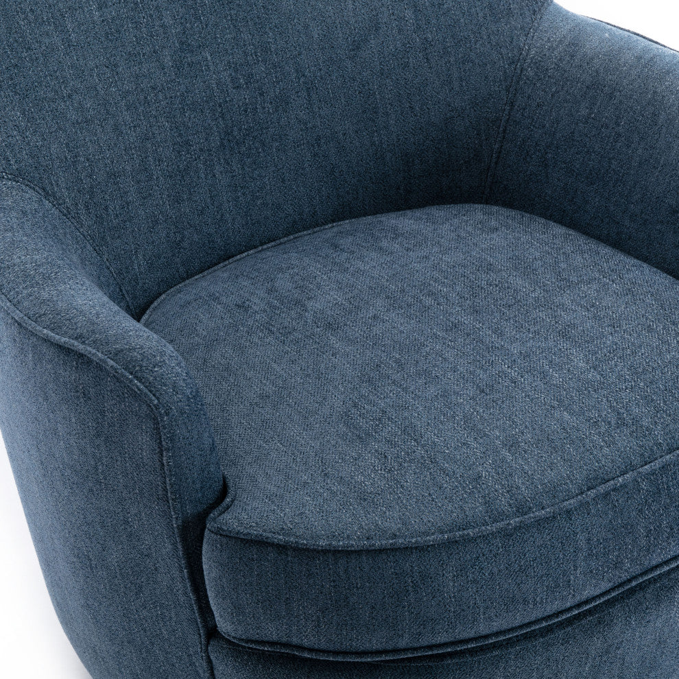 Reese Cadet Blue Wood Base Swivel Chair