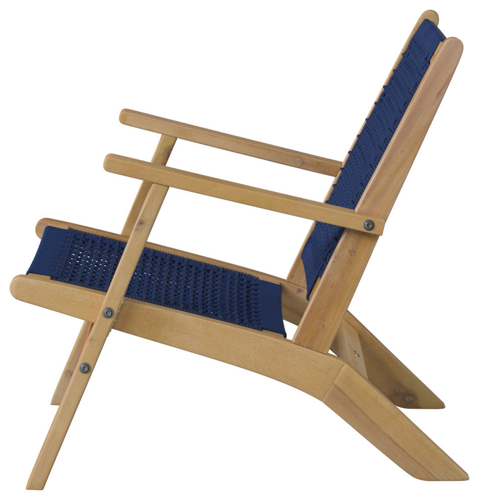 Vega Natural Stain Outdoor Chair in Navy Blue Cording