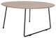 LeisureMod Pemborke Modern Round Coffee Table with Wood Top, Natural Wood