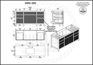 Sonoma Oak 60 Single Bathroom Vanity with 2" Carrara Marble