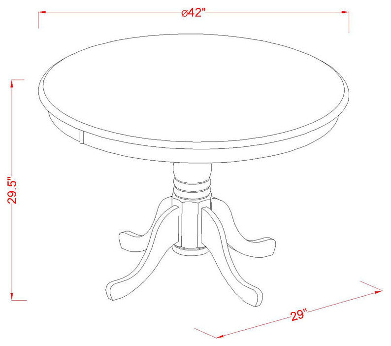 3Pc Small Round Table, Linen Brown Fabric Dining Chairs, Mahogany Chair Legs