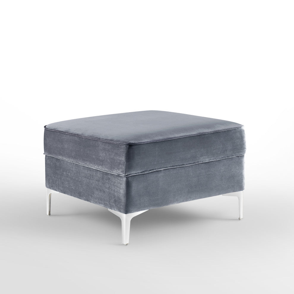 Jeannie Velvet Square Storage Ottoman, Gray
