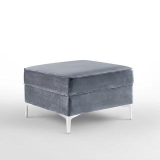 Jeannie Velvet Square Storage Ottoman, Gray