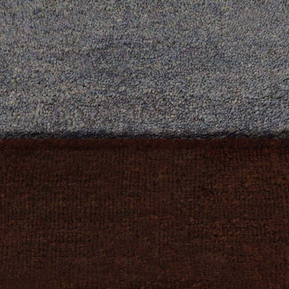 Hand Knotted Loom Silk Mix Area Rug Contemporary Brown Silver, [Square] 8'x8'