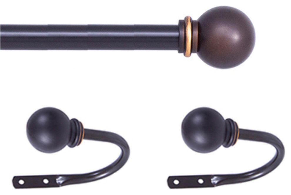 Kenney Chelsea 5/8 Decorative Curtain Rod & Holdback Set, Oil Rubbed Bronze, 48-