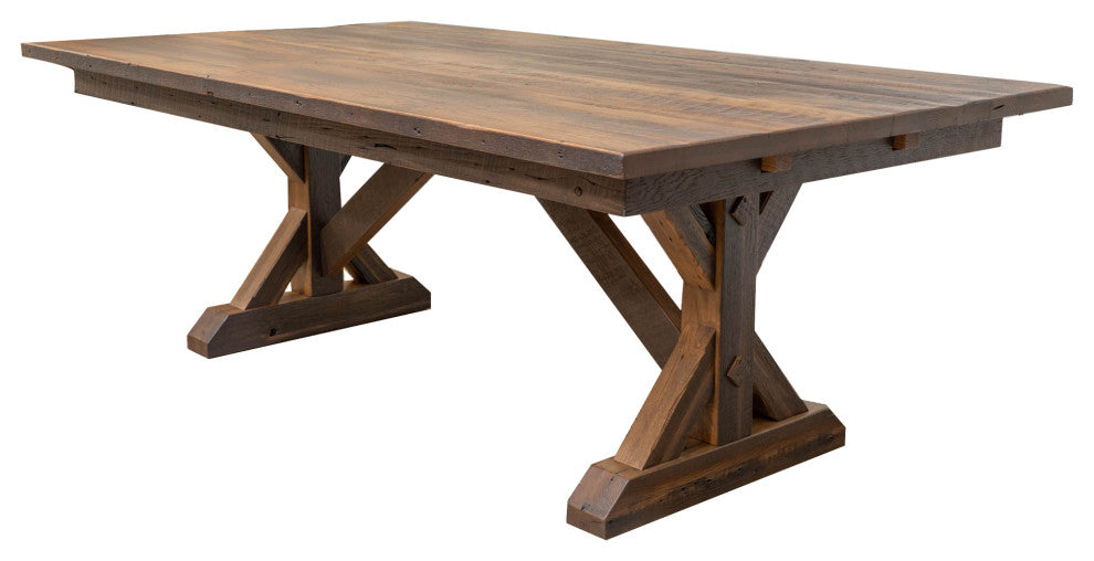 Calloway Expandable Farmhouse Dining Table, Reclaimed Barnwood, 48"x84"
