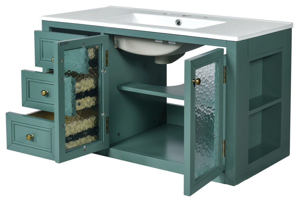 TATEUS 36'' Wall Mounted Bathroom Vanity with Ceramic Sink