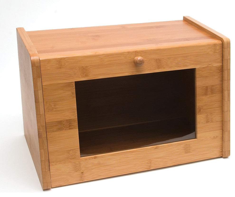 Lipper International Bread Box with Window Door, Bamboo