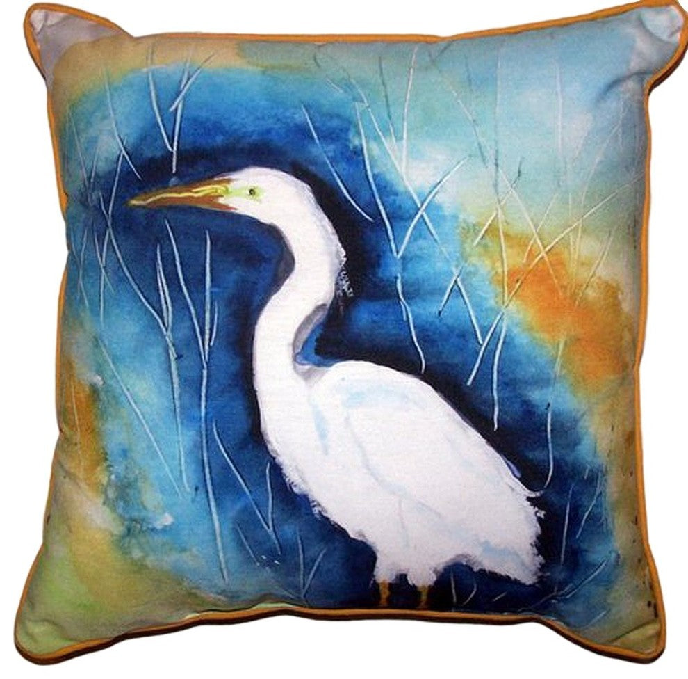 Great Egret Left Large Indoor/Outdoor Pillow 18x18