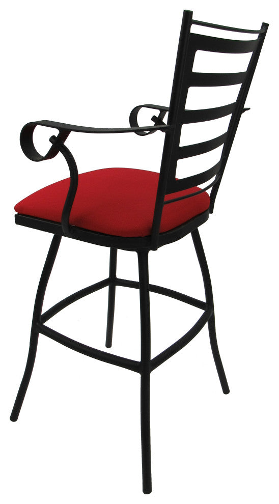 Outdoor Indoor Swivel Bar Stool Counter, Red Linen - Black, 30"