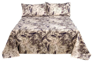 Wispy Leaf Taupe Gray Microfiber Flat Sheet, Cal King