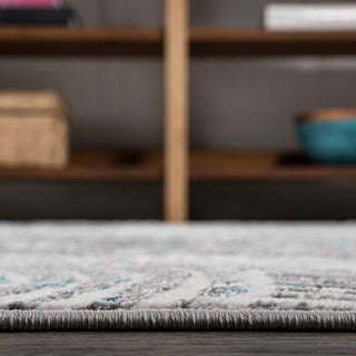 Timeworn Modern Abstract Area Rug, Gray/Turquoise, 2'x8'