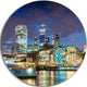 Thames River At Night, Cityscape Photography Disc Metal Wall Art, 23"