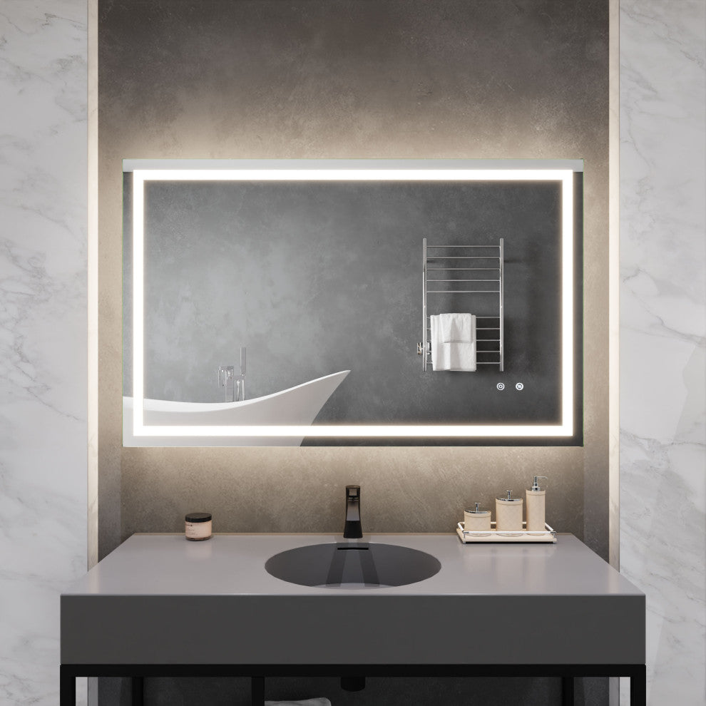 ANZZI 30" x 48" Frameless LED Front/Back Light Bathroom Mirror WithDefogger