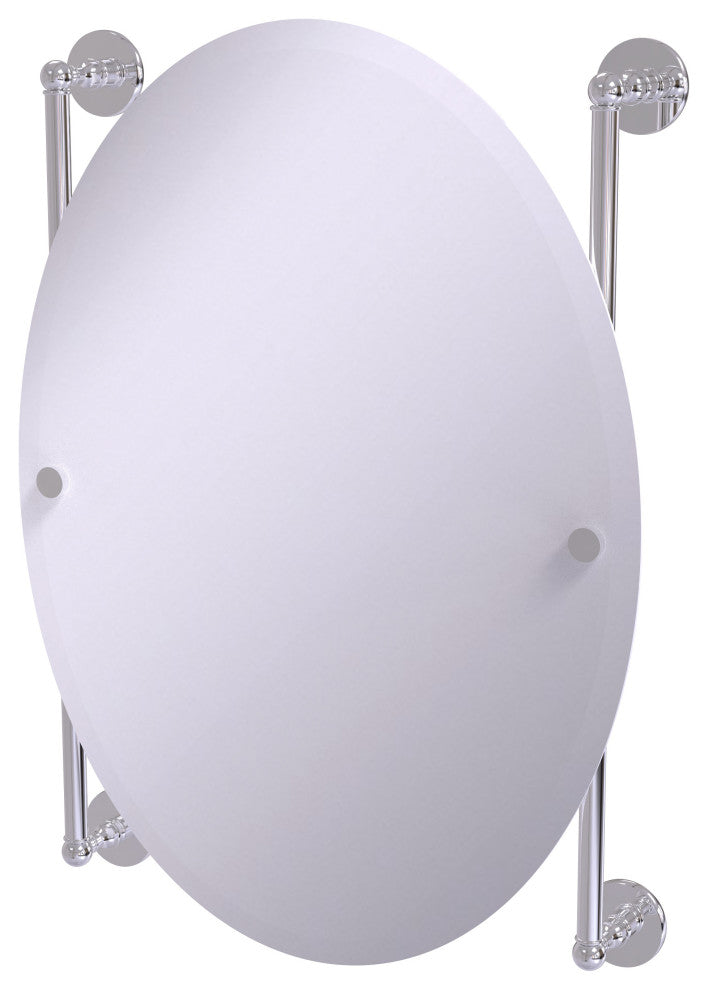 Prestige Skyline Oval Frameless Rail Mounted Mirror, Polished Chrome