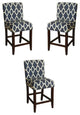 Home Square 39.5" Wood and Fabric Counter Height Barstool in Blue - Set of 3