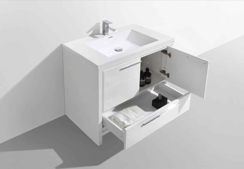 Alma-Allier Freestanding Vanity With Integrated Sink, White, 36"