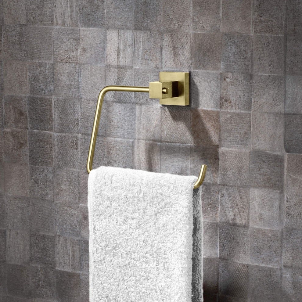 Cube 2-Piece Bathroom Hardware Set, Brushed Gold