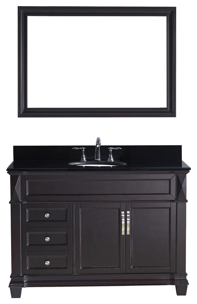 Virtu Victoria 48" Single Bathroom Vanity, Espresso With Faucet and Mirror