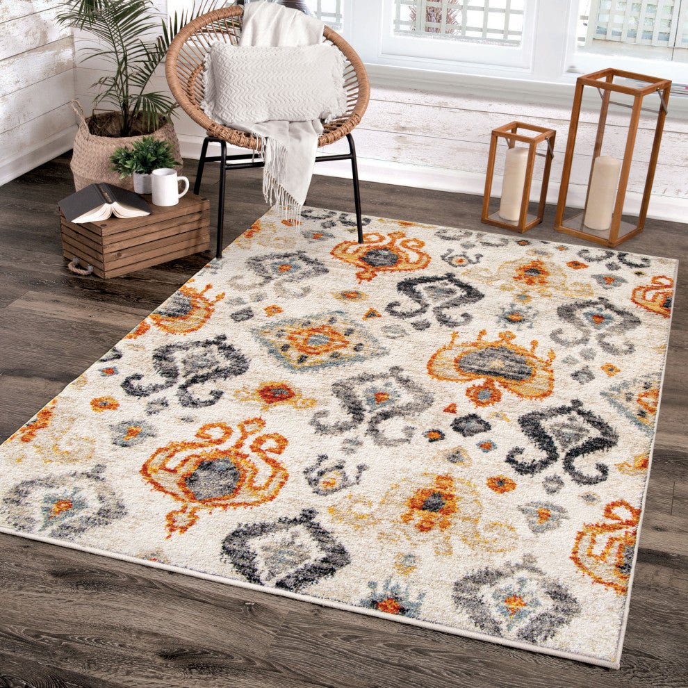 Orian Gemstone Jubilee Beige Area Rug 5'3" x 7'6"