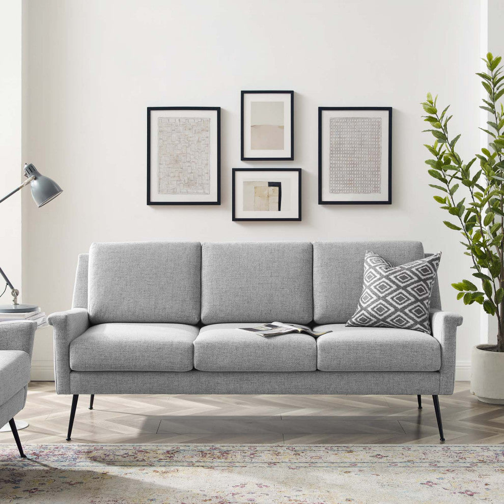 Sofa, Fabric, Black Gray, Modern, Living Lounge Hotel Lobby Hospitality