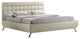 Elizabeth Pearlized Almond Modern Bed with Upholstered Headboard, King Size
