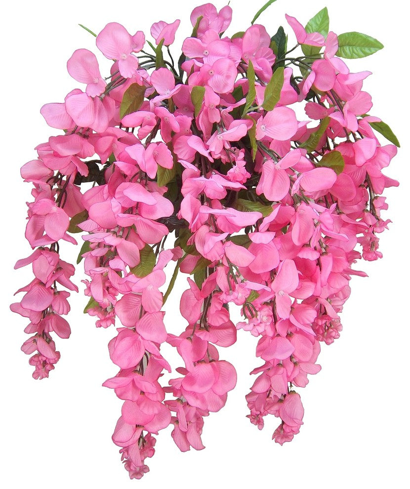 15 Stems Wisteria Long Hanging Bush Flowers, Pink
