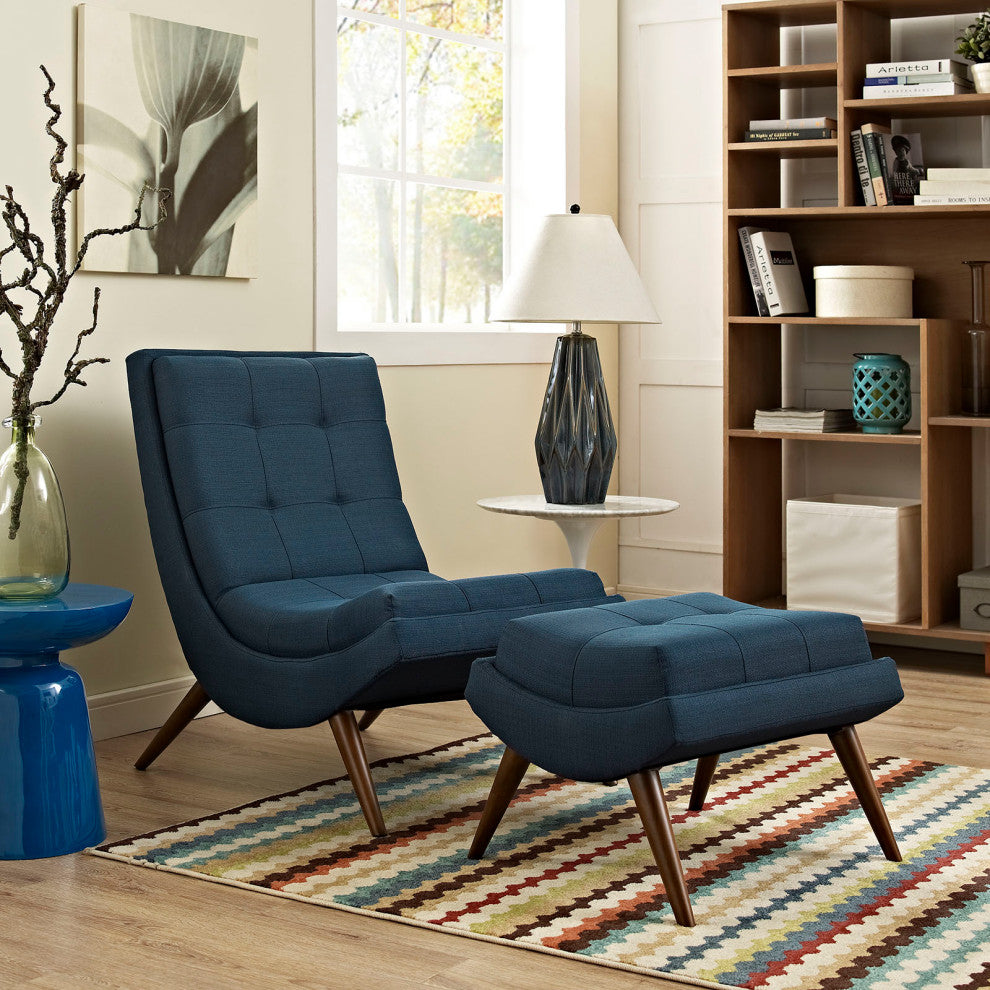 Ramp Upholstered Lounge Chair Set, Azure