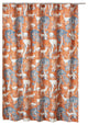 Benzara BM293452 Shower Curtain, Fun Deer and Bears Print, Orange Microfiber