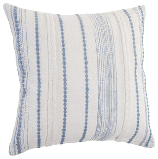 Blue Textured and Striped Throw Pillow