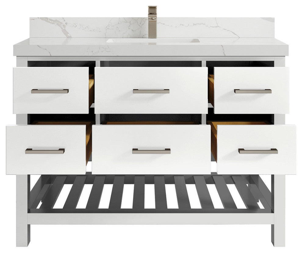 Parker 48 Single Sink Bath Vanity in White 2" Calacatta Laza