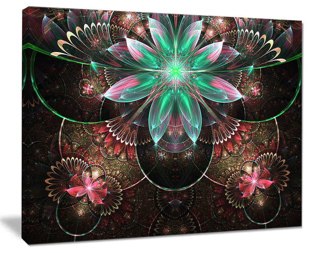 "Large Star Flower Fractal Pattern" Floral Wall Art Canvas, 40"x30"