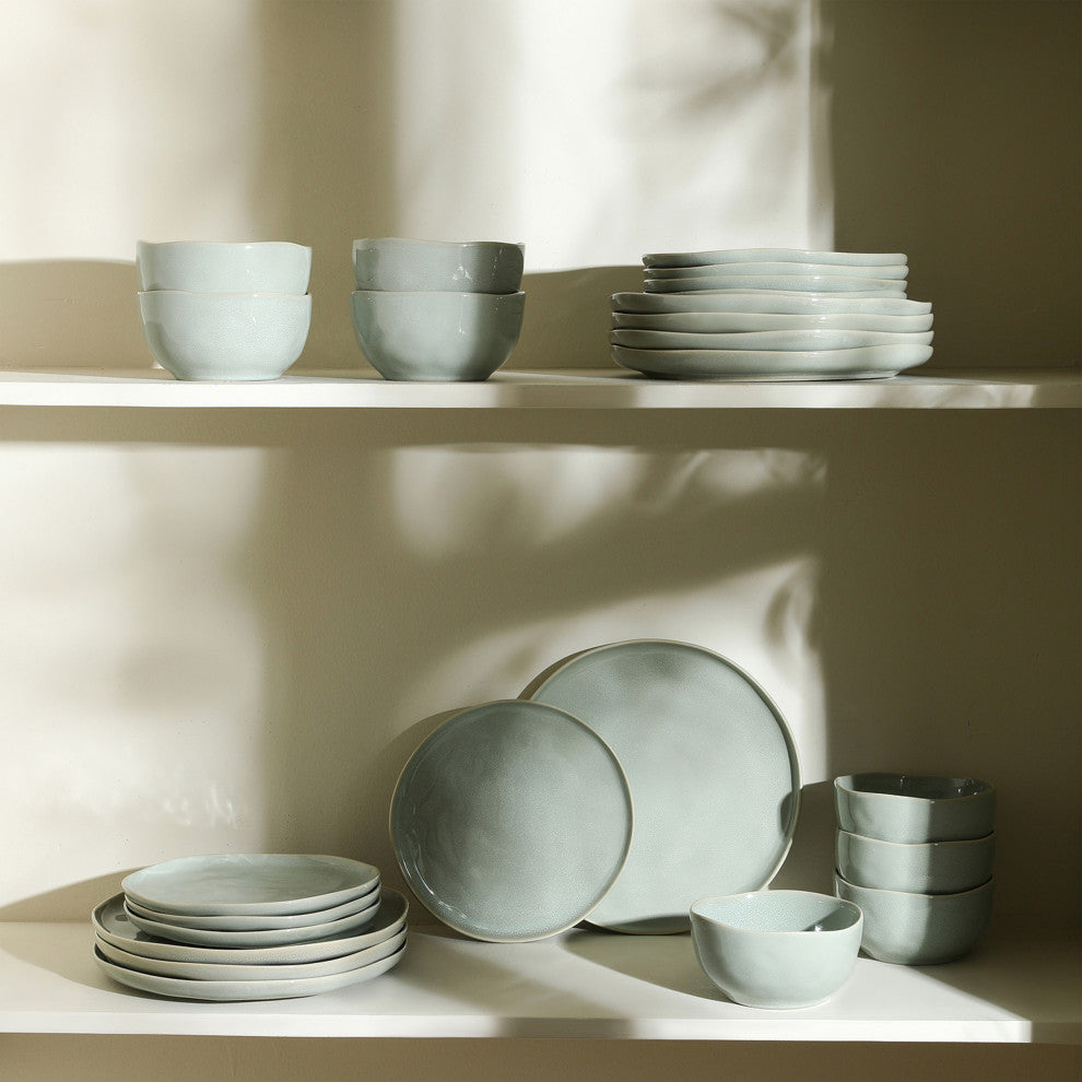 Stone Lain Mirella Stoneware 24-Piece Dinnerware Set, Light Green