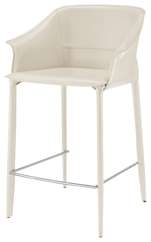 Callie Recycled Leather Counter Stool, Vanilla