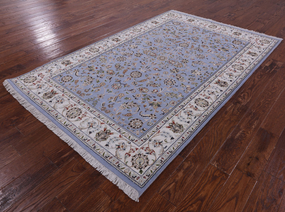 5' 1" X 8' 0" Wool & Silk Handmade Persian Nain Rug - Q14760