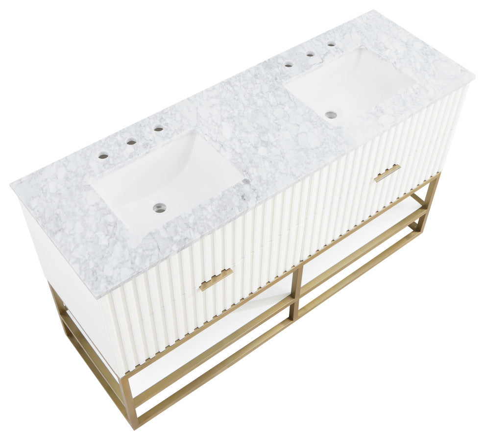 Monad Bathroom Vanity, White, 60" Wide