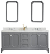 72" Wide Cashmere Gray Double Sink Quartz Carrara Bathroom Vanity