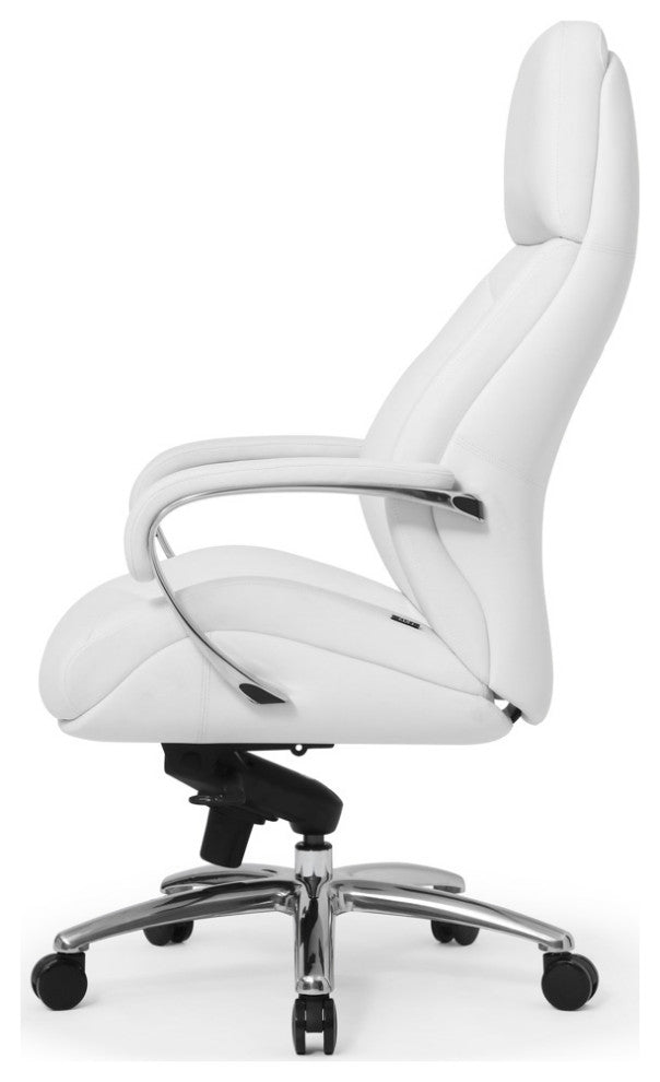 Gates Fully Reclining Adjustable Executive Chair Soft Top Grain Leather, White