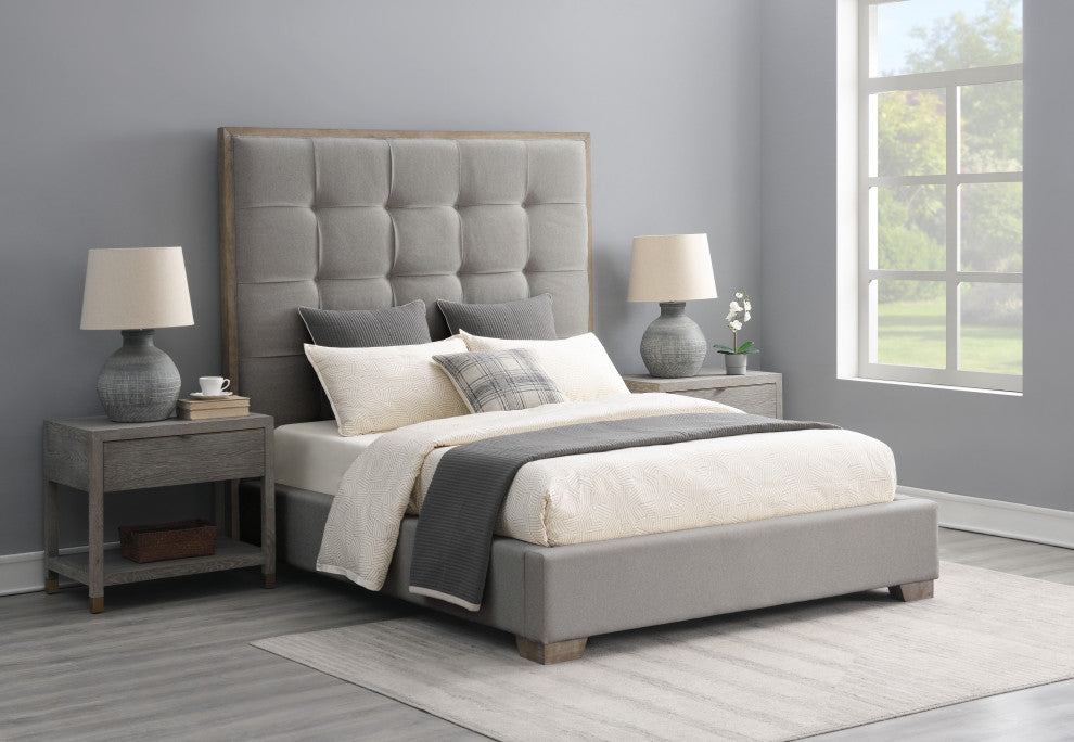 Remi Stain-Resistant Queen Bed With Bench, Gray