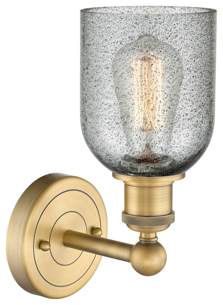 Caledonia 1-Light 5" Sconce, Brushed Brass Finish, Charcoal Shade