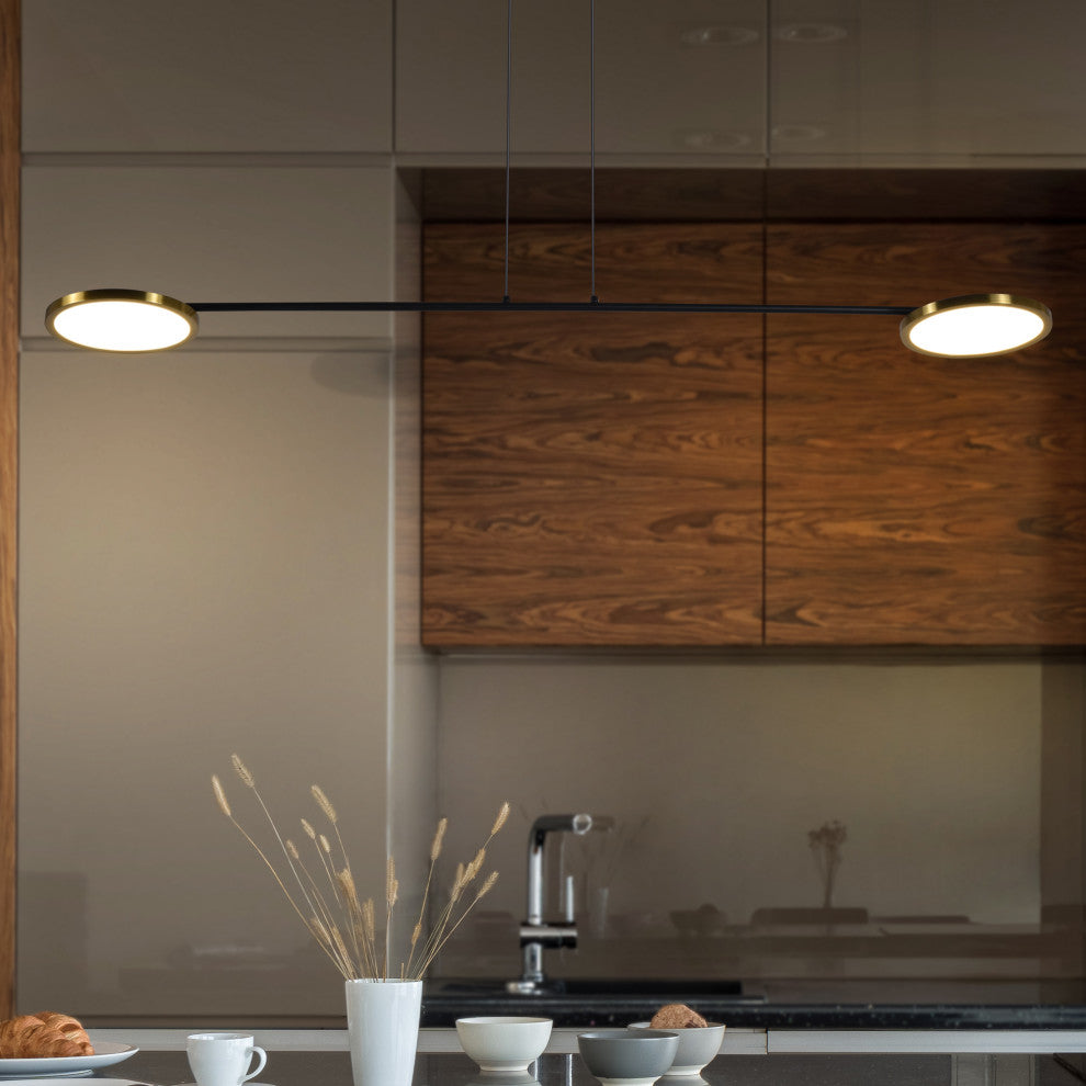 Torino 39" ETL Certified Integrated LED Pendant, Antique Brass