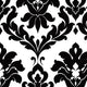 Modern Damask Wallpaper, Black and White, 1 Bolt