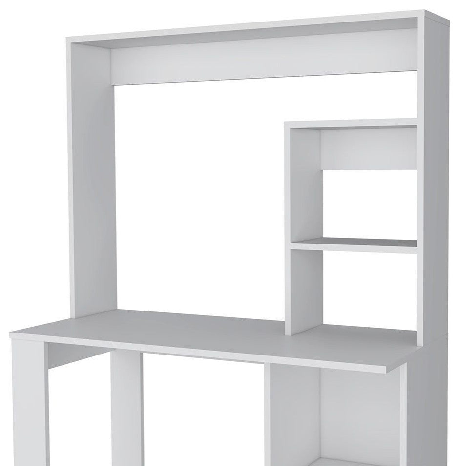 Carroll Computer Desk With Hutch and 5 Open Shelves, White