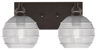 Edge 2-Light Bath Bar, Espresso Finish, 6" Clear Ribbed Glass